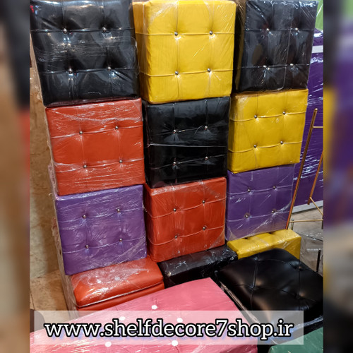 صندلی پاف و انتظار تک نفره ساده چرمی